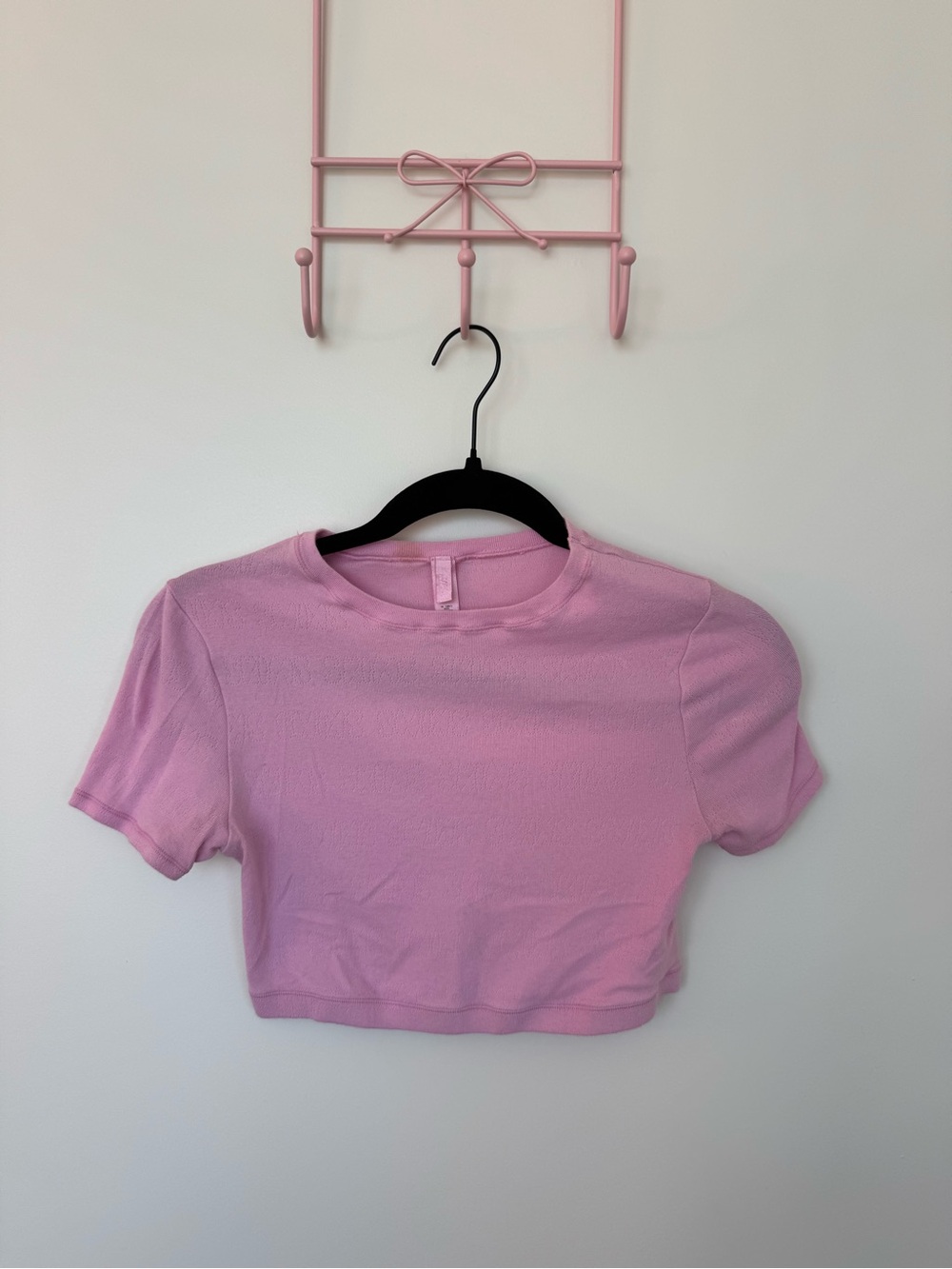 SKIMS Pointelle Baby Tee Crop Top - Bubble Gum (discontinued)